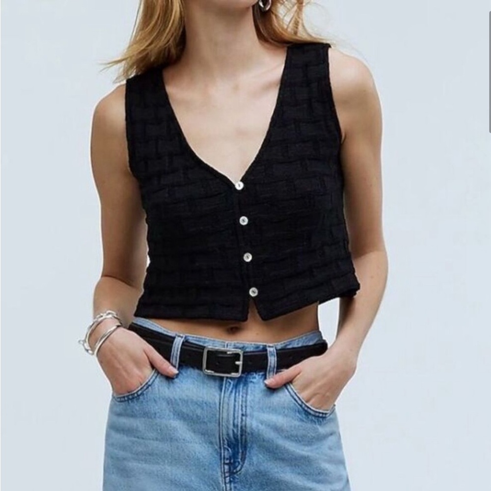 Madewell basket weave vest top in black size small